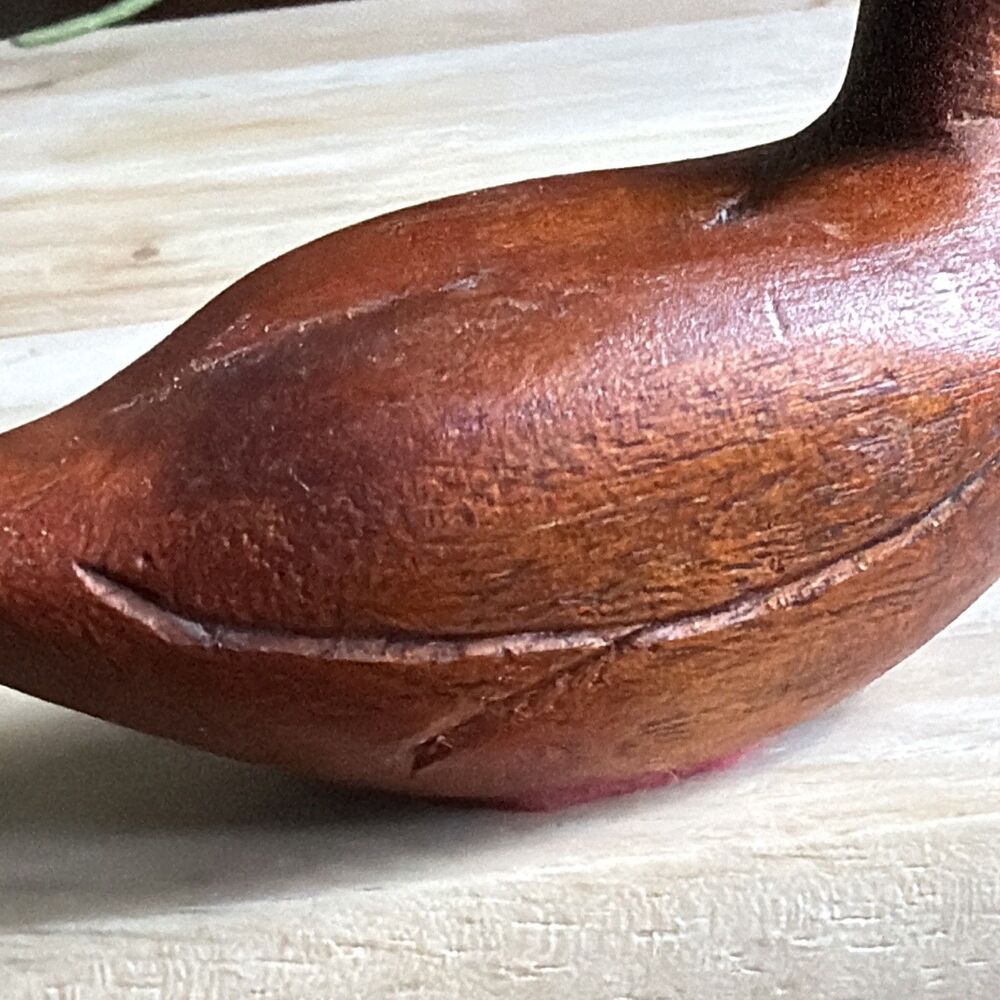 Hand Carved Wooden Duck Figurine Collectible, Brown, Approx. 4 Inches - Picture 6 of 12